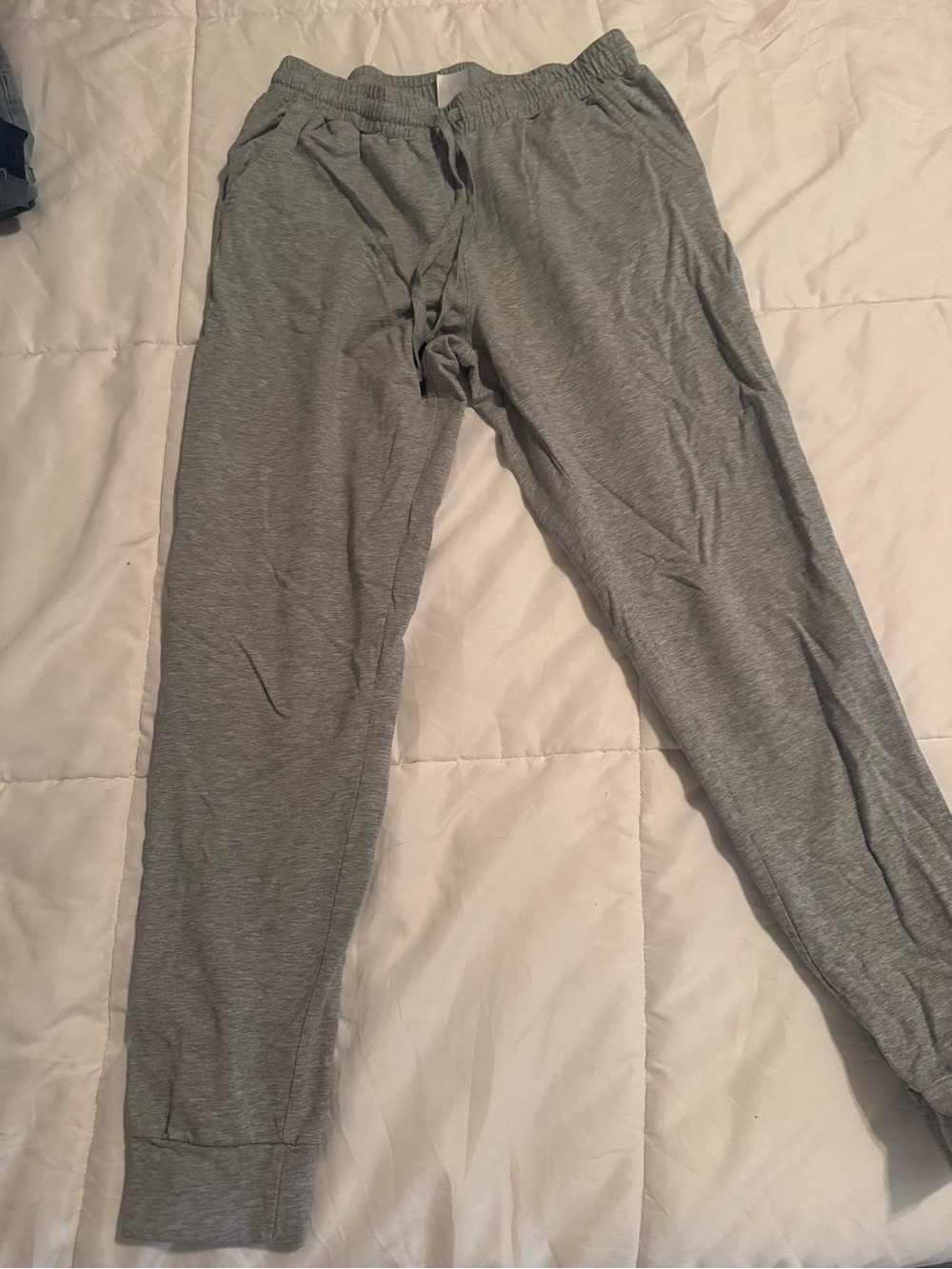 Light Gray Women's Knit Jogger Pants with Drawstring Waist